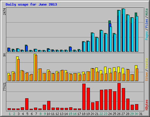 Daily usage for June 2013