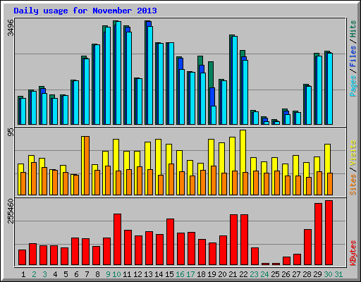 Daily usage for November 2013