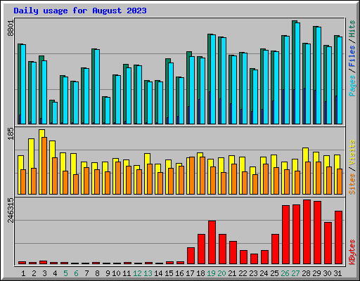Daily usage for August 2023