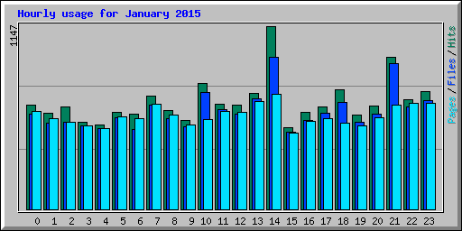 Hourly usage for January 2015