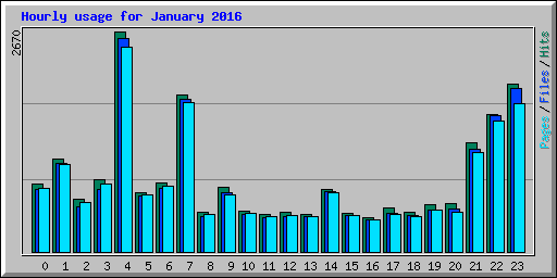 Hourly usage for January 2016